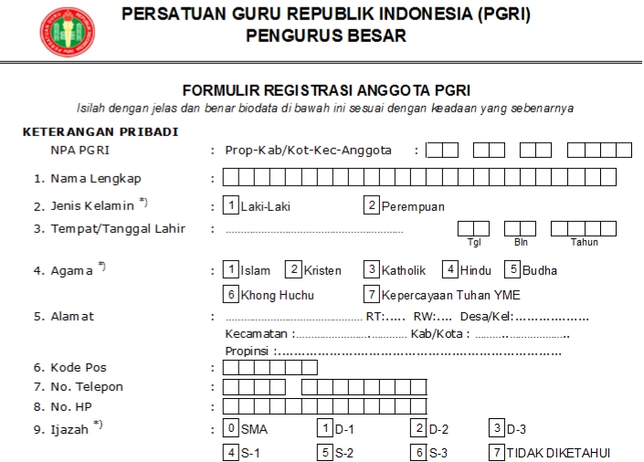 Pendaftaran PGRI Tanggamus - Persatuan Guru Republik Indonesia Cabang Tanggamus